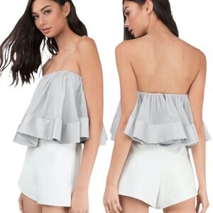 KEEPSAKE THE LABEL Gray Strapless Ruffle Corset Top (Sz M)